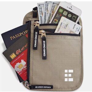 (Qty 3) Travel Neck Wallet with RFID Blocking Passport Holder